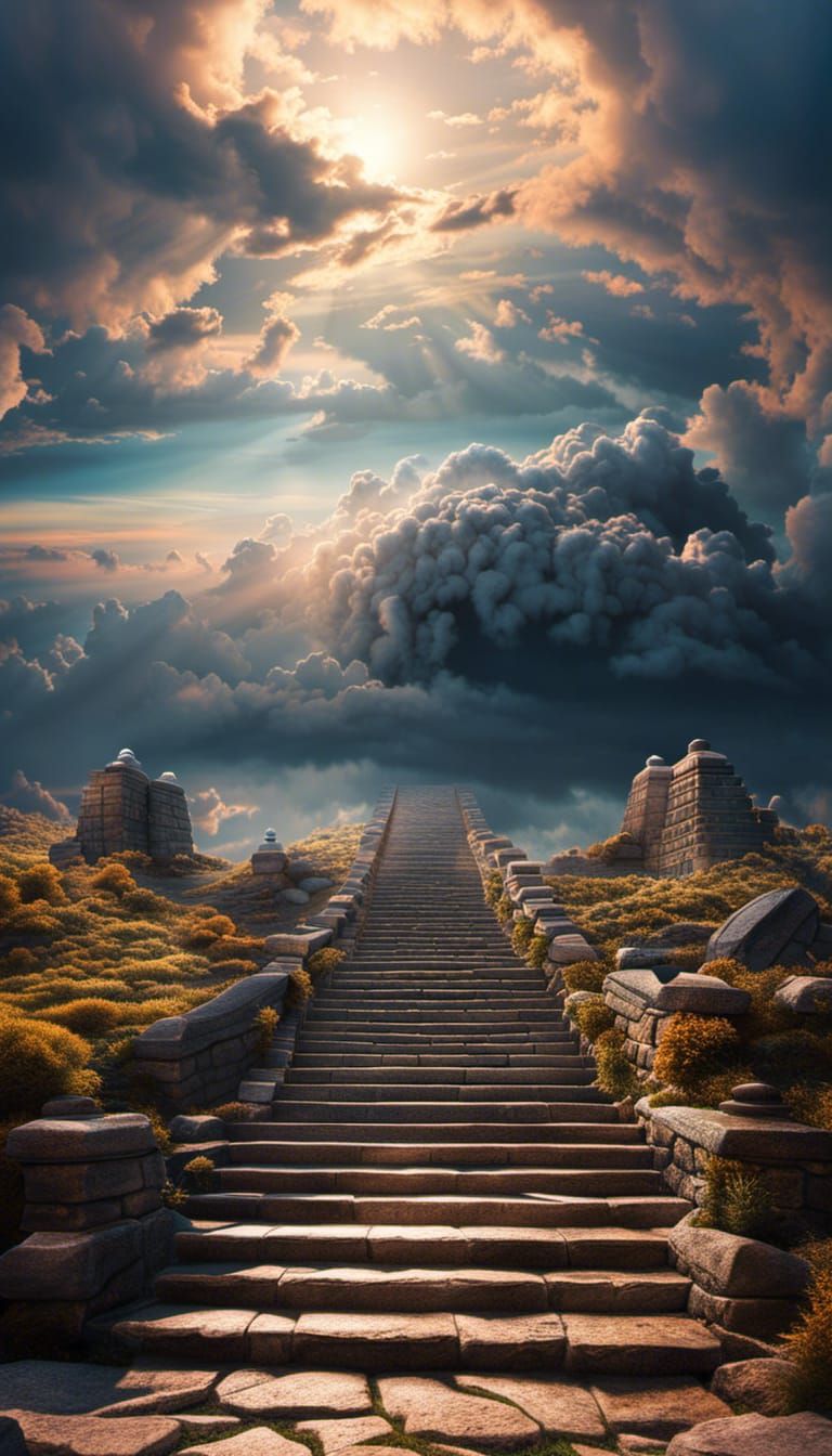 Stone Stairway to Heaven: Epic Digital Painting