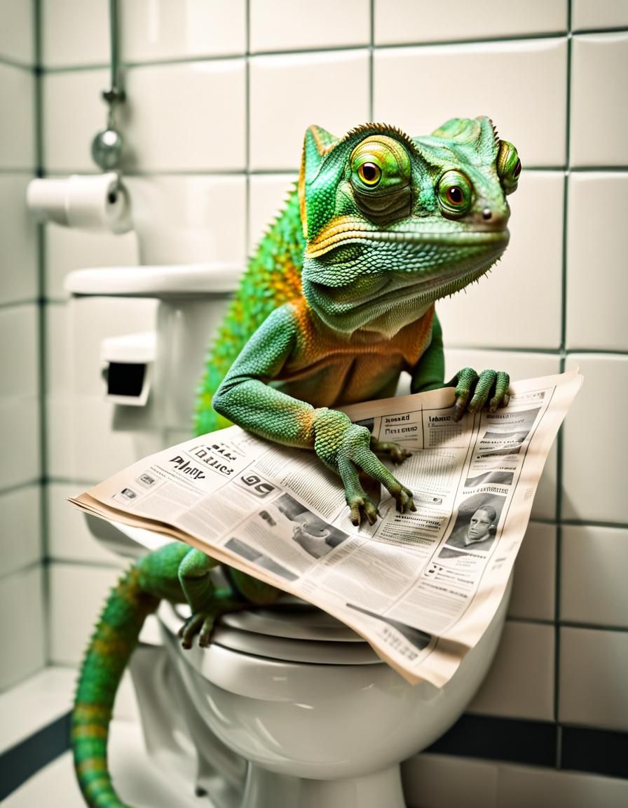Reading on the toilet series: chameleon