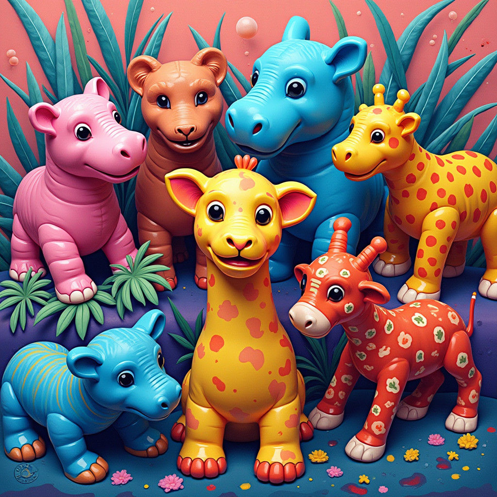 Polychromatic Pool Toys in Graffiti Style