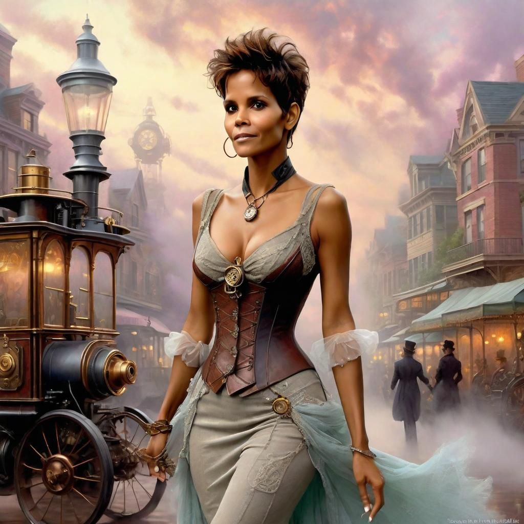 Steampunk Belle Epoque Fantasy Portrait in Soft Colors