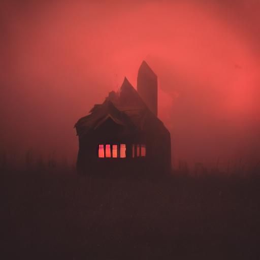 Eerie Toddler and Shadow Demons in Dark Fantasy Sunset