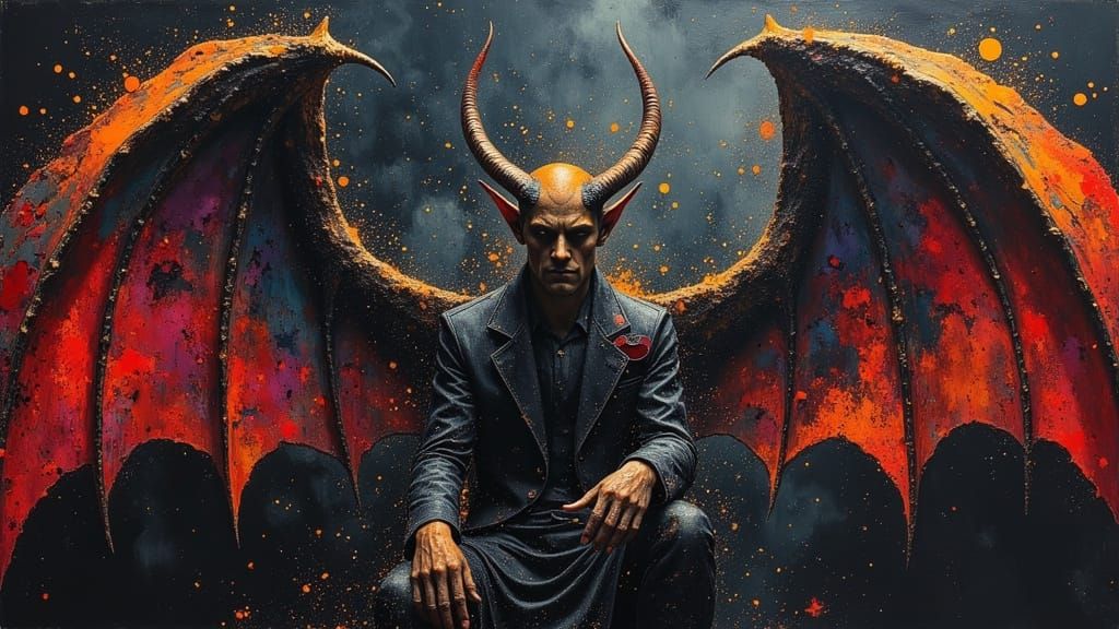 Tiefling Businessman in Dark Oil Paint Style