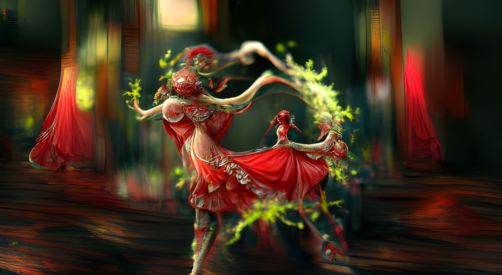 Cosmic Dancer in Eldritch Rococo Style