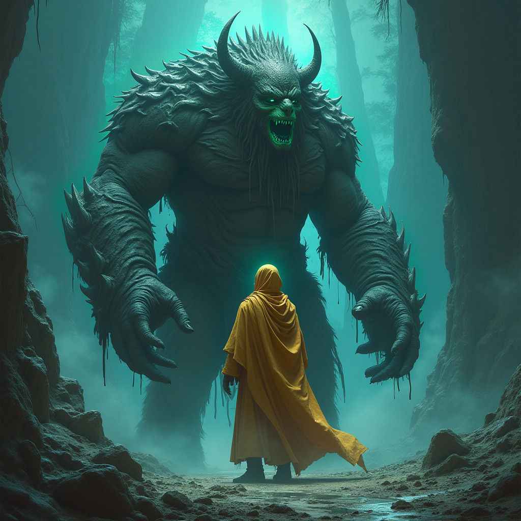 Devouring the Giant: A Dark Fantasy Scene