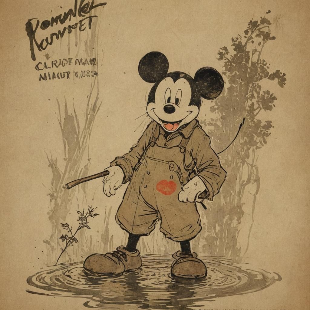 Mickey Mouse as Rambo: An AI Movie Poster