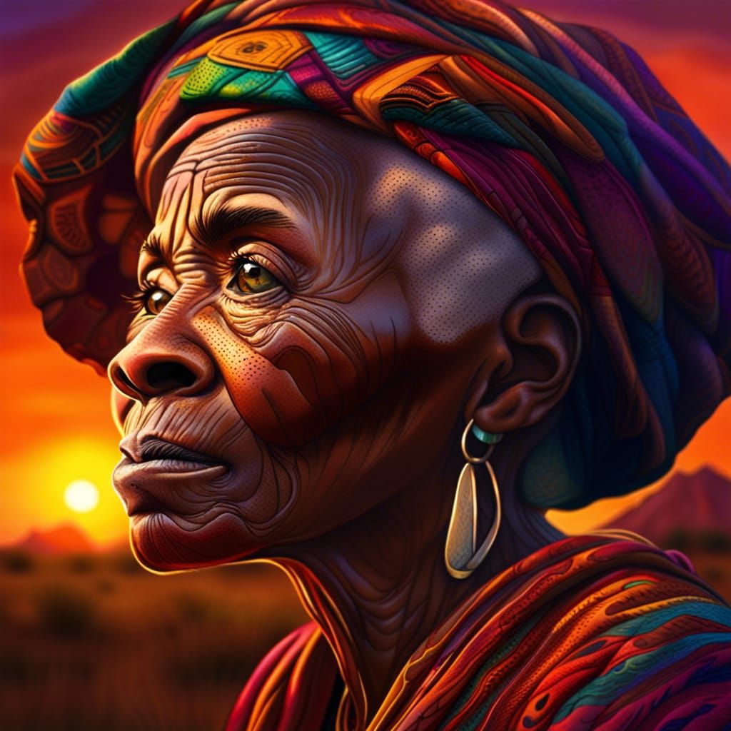 Striking Portrait of Elderly African Woman