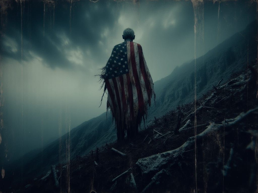 Macabre Oil Painting: Old Man and Grim Reaper