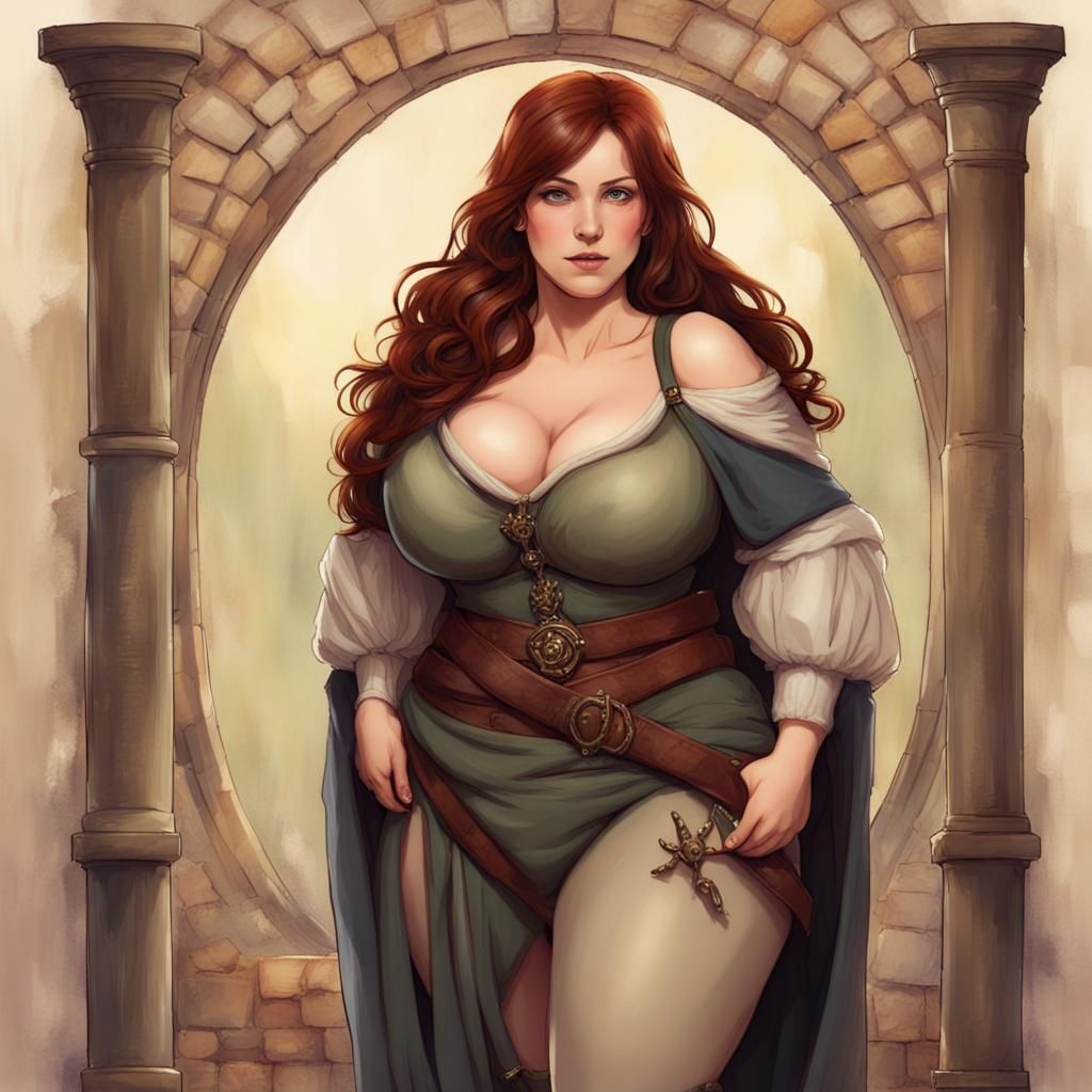 Fantasy Mother Adventurer with Auburn Hair