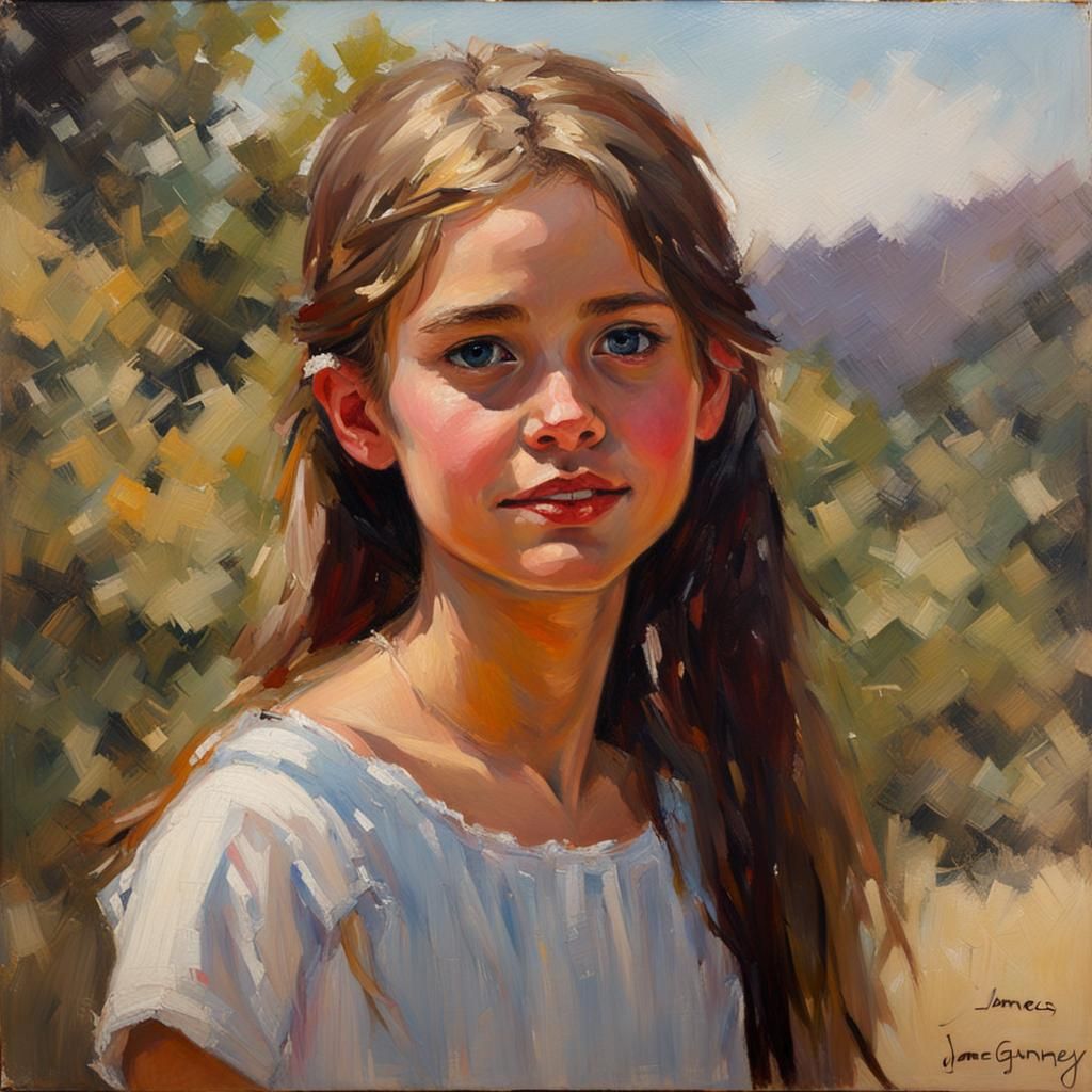 Teen Girl Portrait in Oil Painting Style