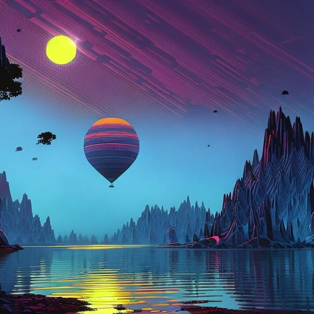 Pastoral Galactic Landscape in Impressionist Synthwave Style