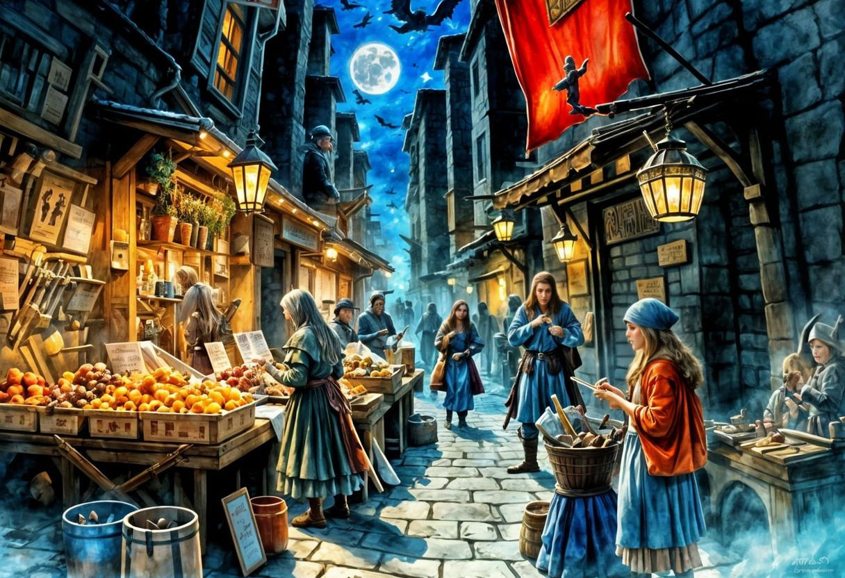 Medieval Food Stall Vendor in Watercolor Fantasy Style