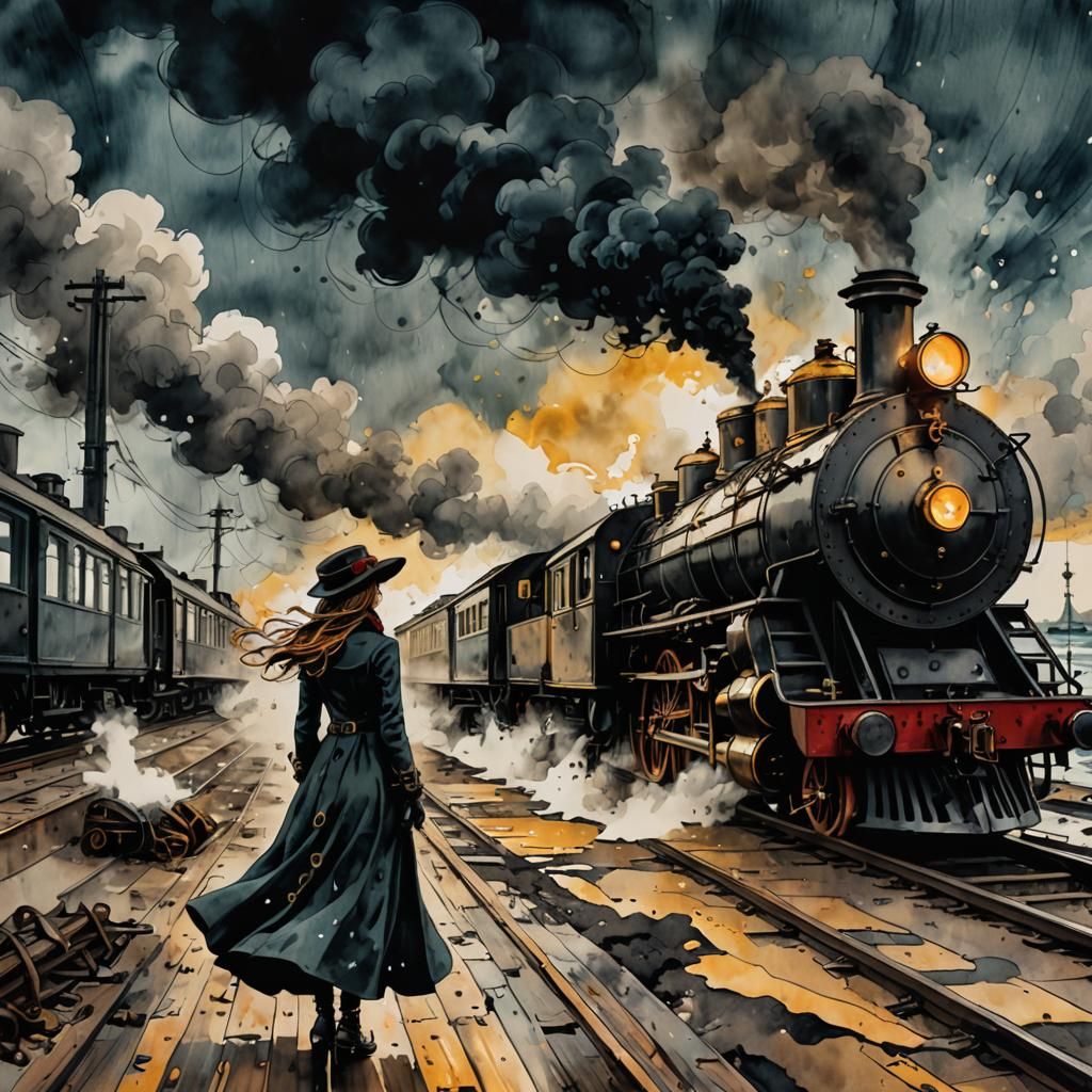 Nuit venteuse dans une gare