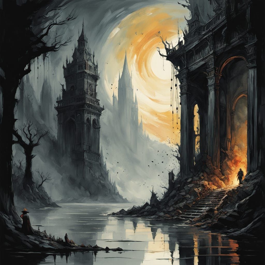 Dream Tower: Impressionistic Gouache and Watercolor Masterpi...