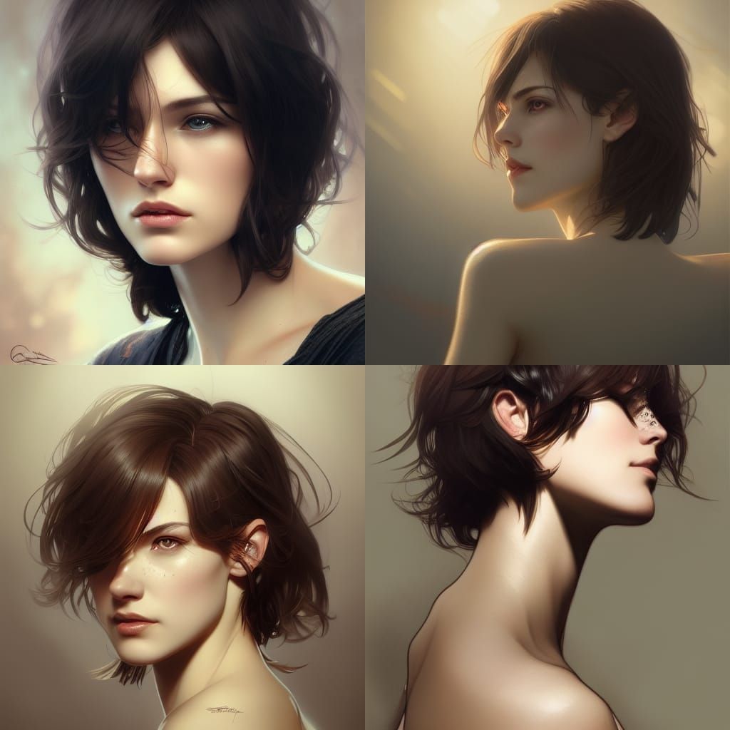 Brunette Portrait in Hyperdetailed Splash Art Style