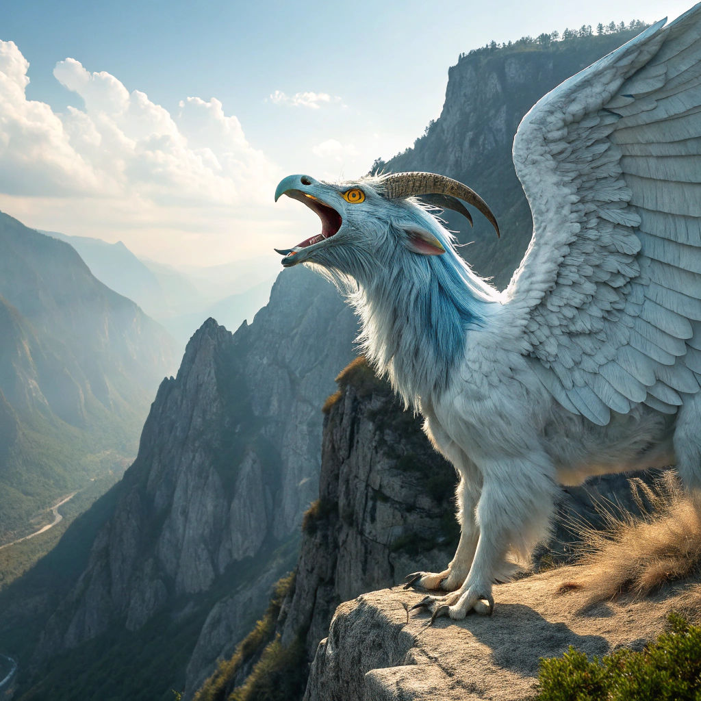 Majestic Ice Griffon Overlooking Jagged Valley