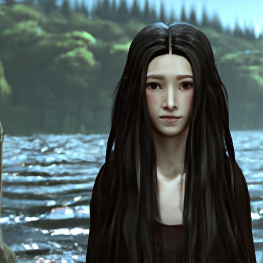 Ominous Portrait Inspired by Japanese Horror, Hyperdetailed