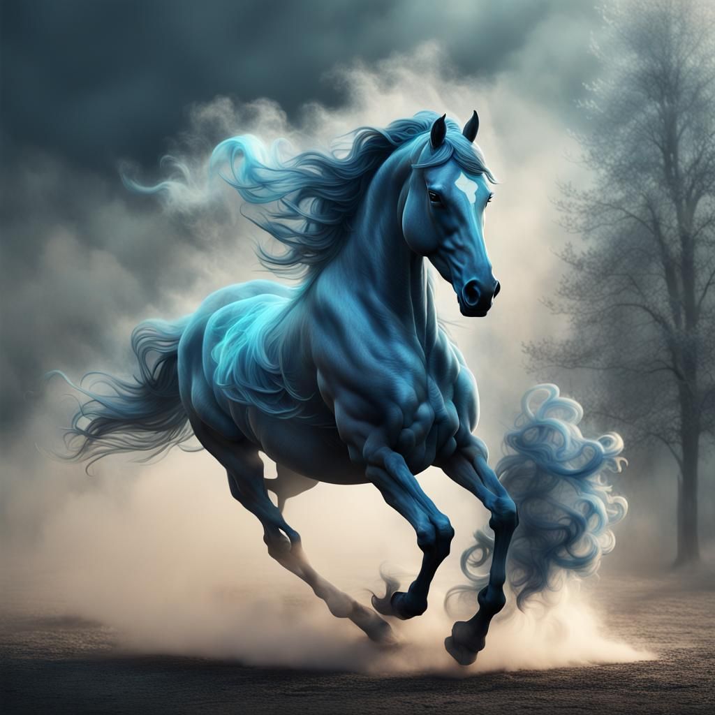 Dancing Smoke Horse in Pop Surrealism Style