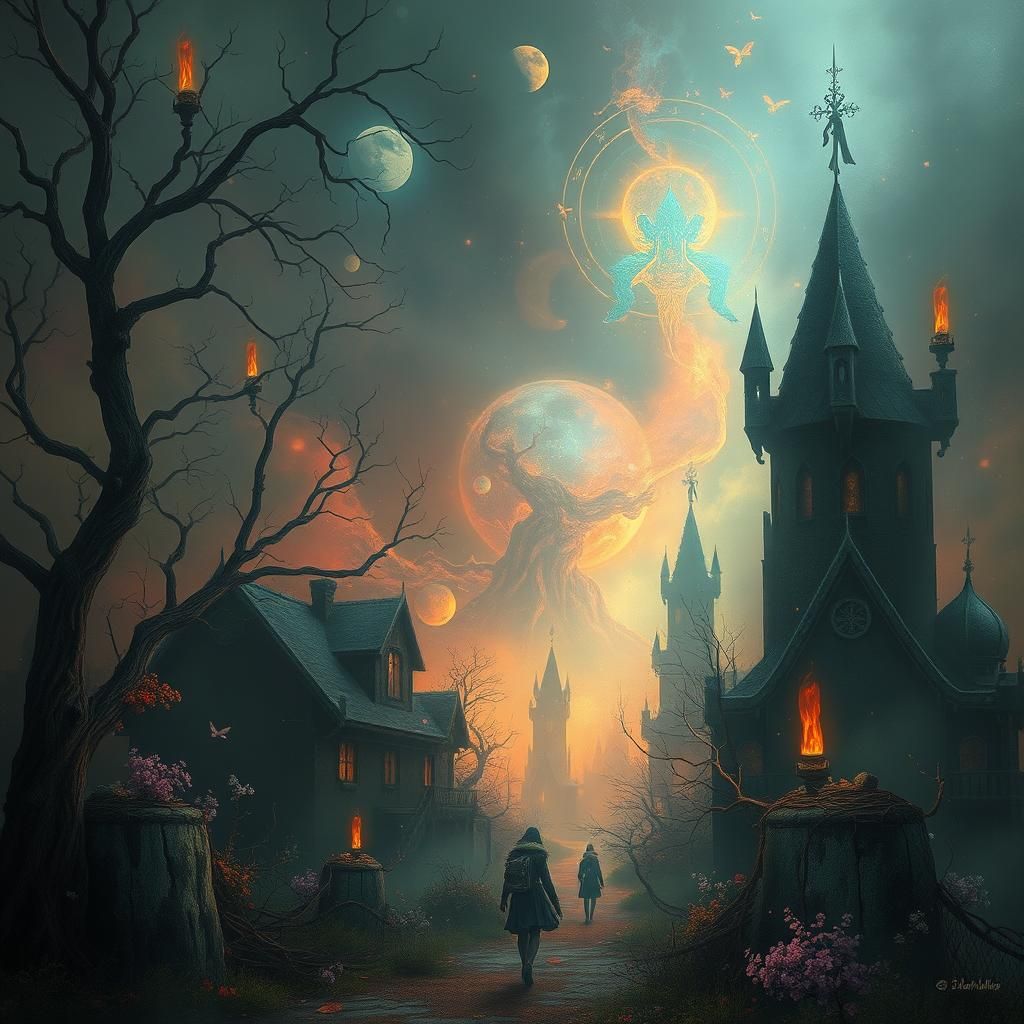 Ethereal Mystical Scene in a Surreal Dreamlike Style
