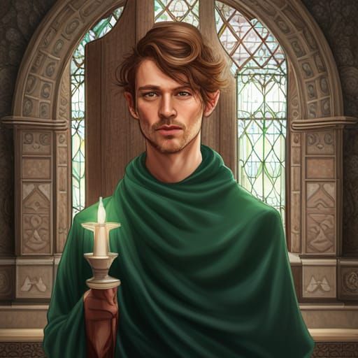 Shy Man in Green, Medieval Portrait