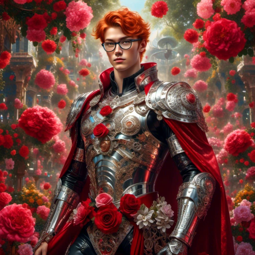 Redhead Hunk in Rose Garden Digital Art