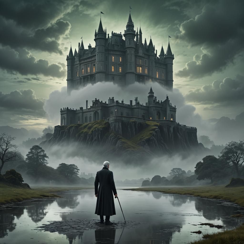Ghostly Butler Above Moor Pond: Matte Painting