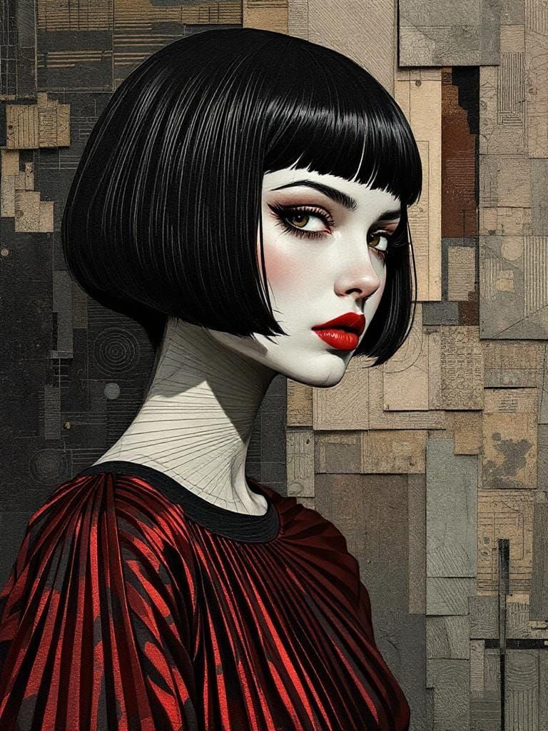 Dimensional Portrait in Style of Höch and Schiele