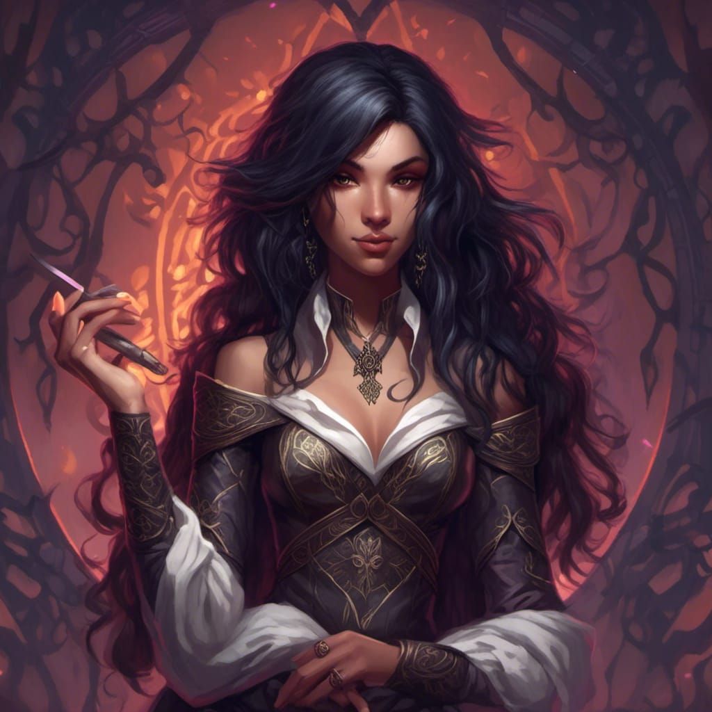 Female Dhampir Bard Displeased with Drow Elf