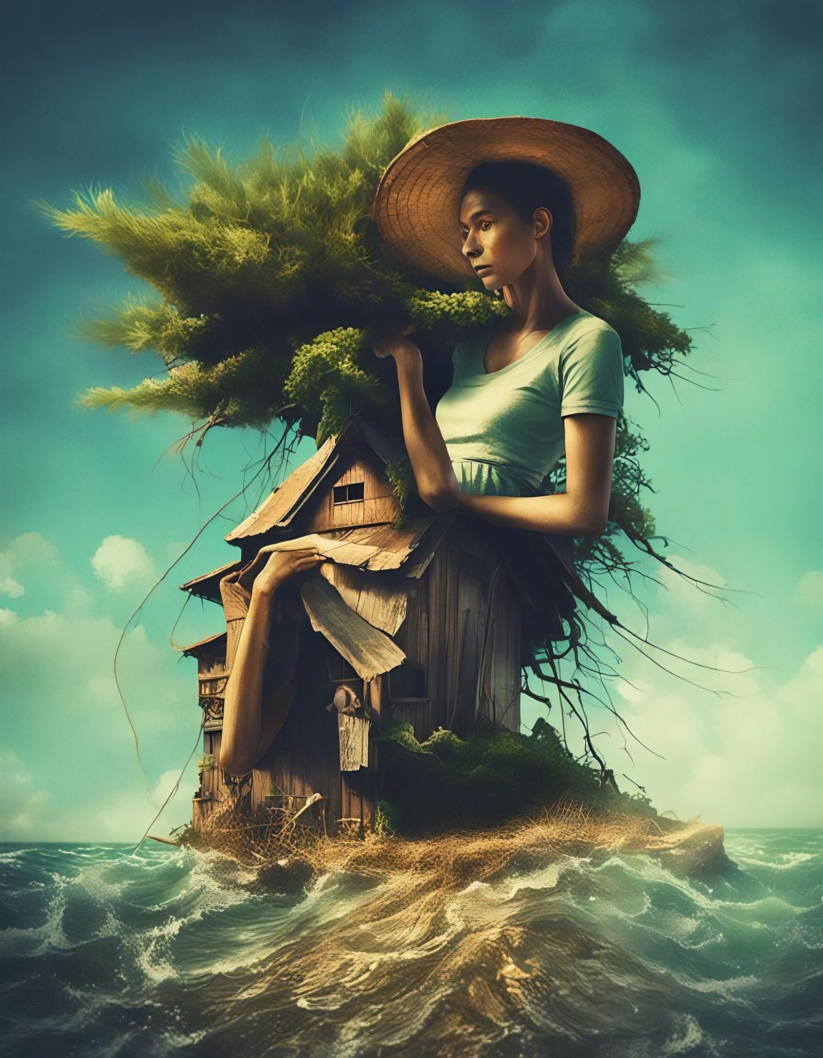 Rickety House on Island: Hyperrealistic Cinematic Concept Ar...