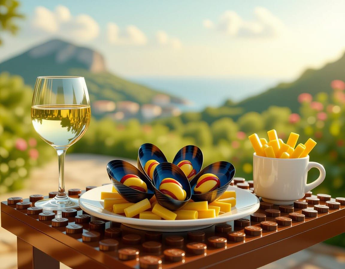 Lego Mussels and Fries in Corsican Garden