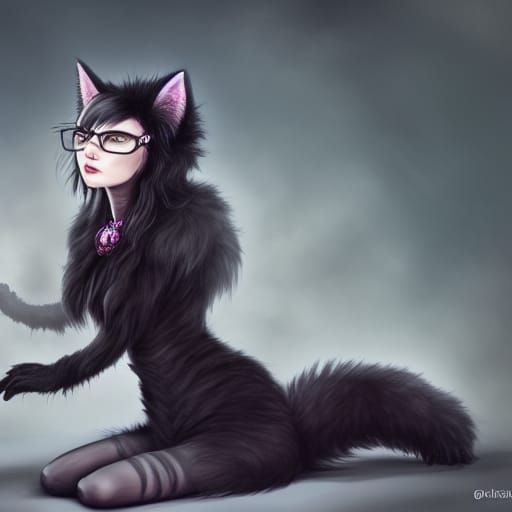 Feline Transformation: Woman to Furry Hybrid