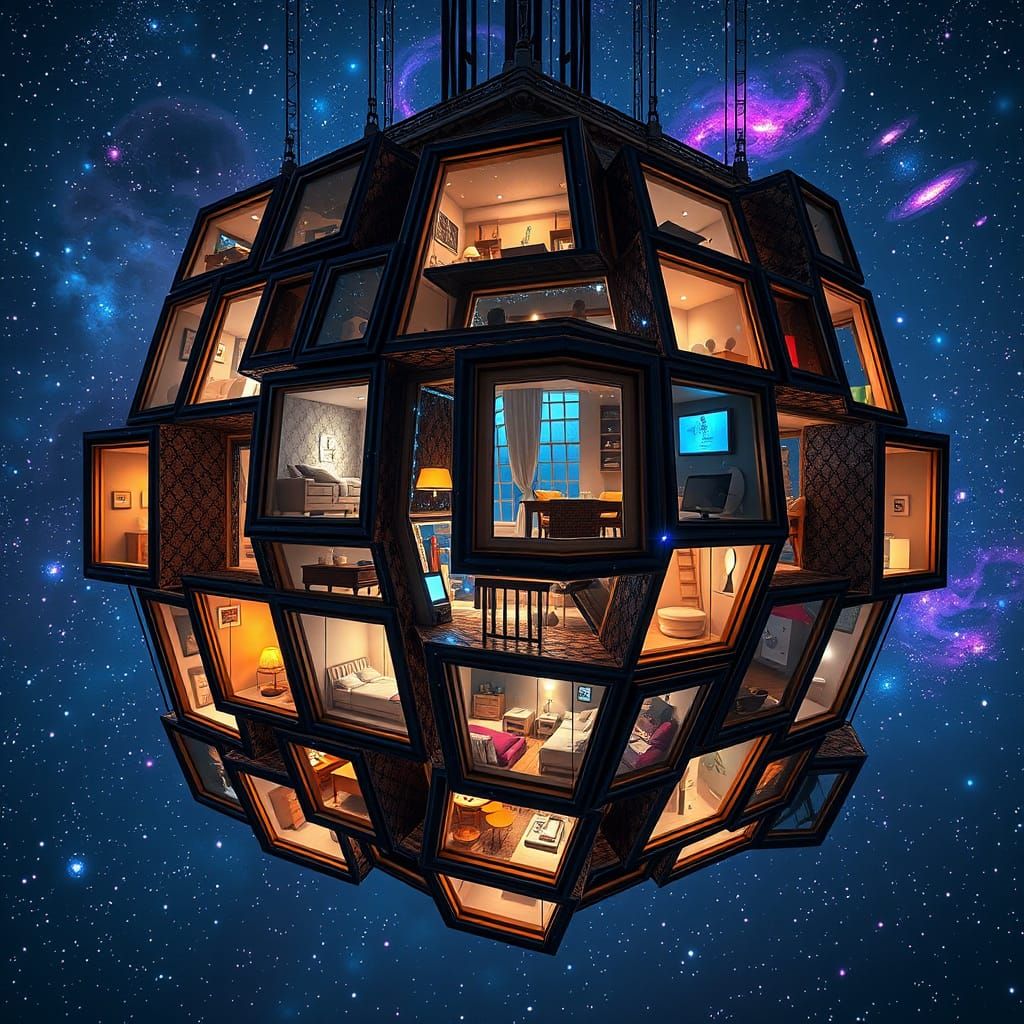 Futuristic Tesseract House in Zero Gravity