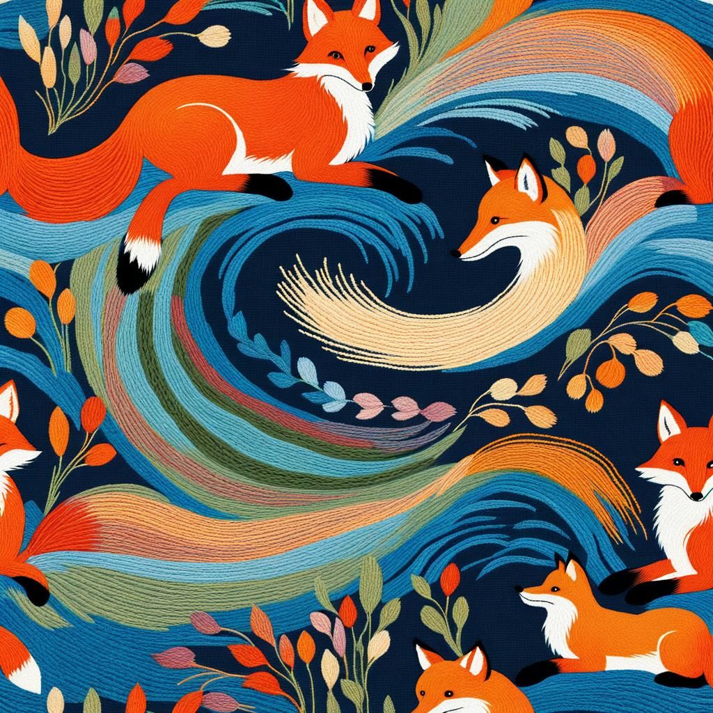 Fox with Landscape Fur and Bird Nest Tail