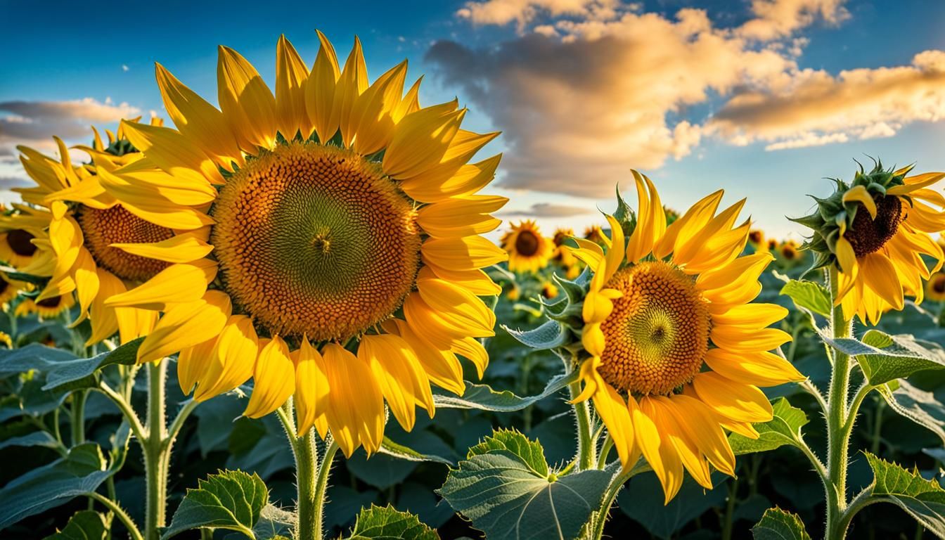 Bright Yellow Sunflowers Against a Blue Sky