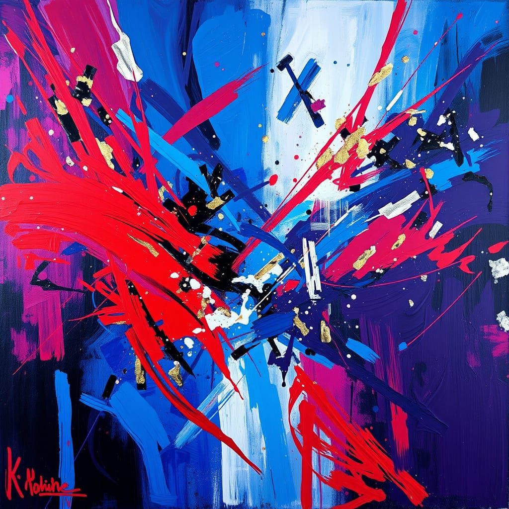 Vibrant Abstract Expressionist Painting of Raw Emotion