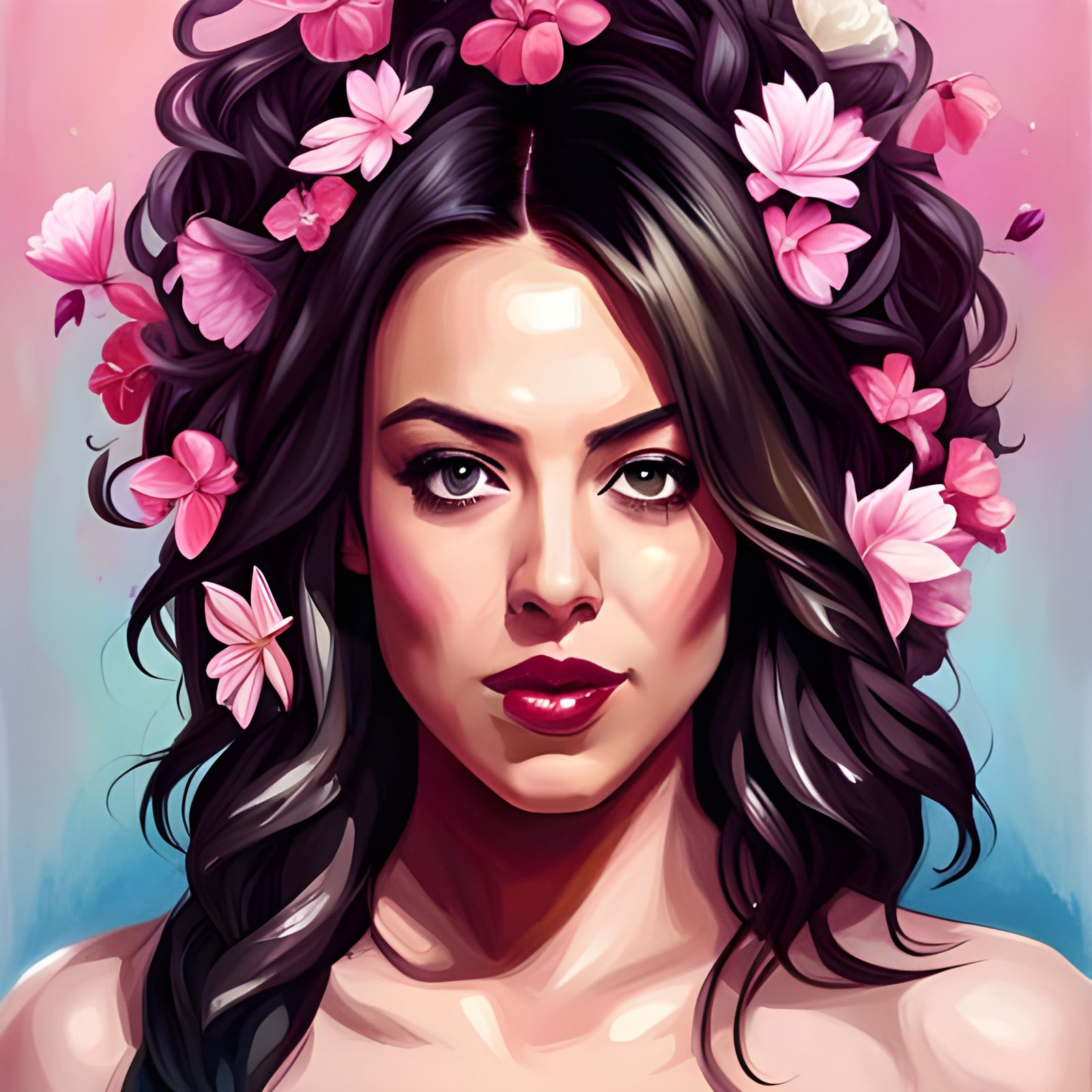 Aubrey Plaza Portrait with Smoke and Sparkles