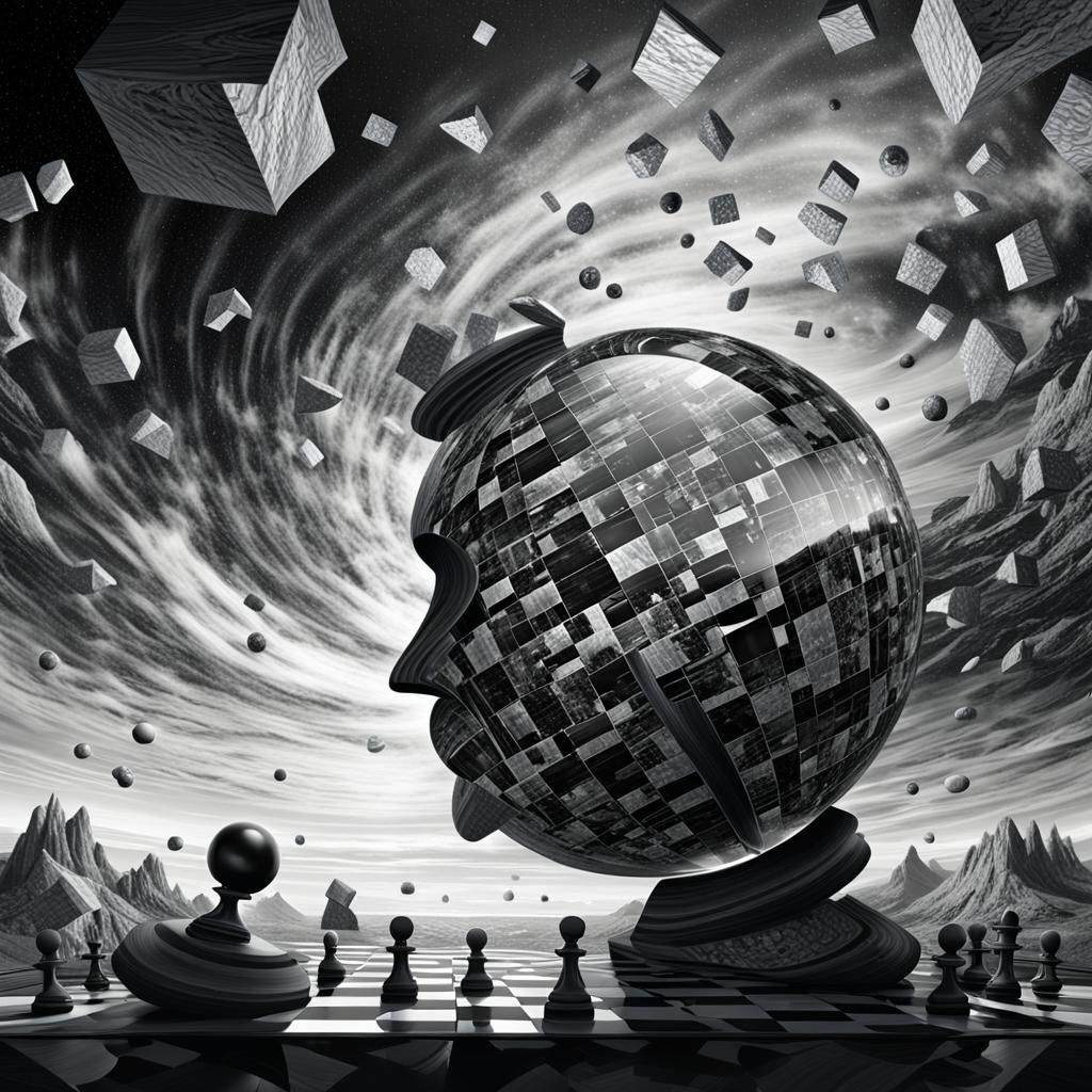 M.C. Escher-inspired impossible geometry, with an ethereal, ...