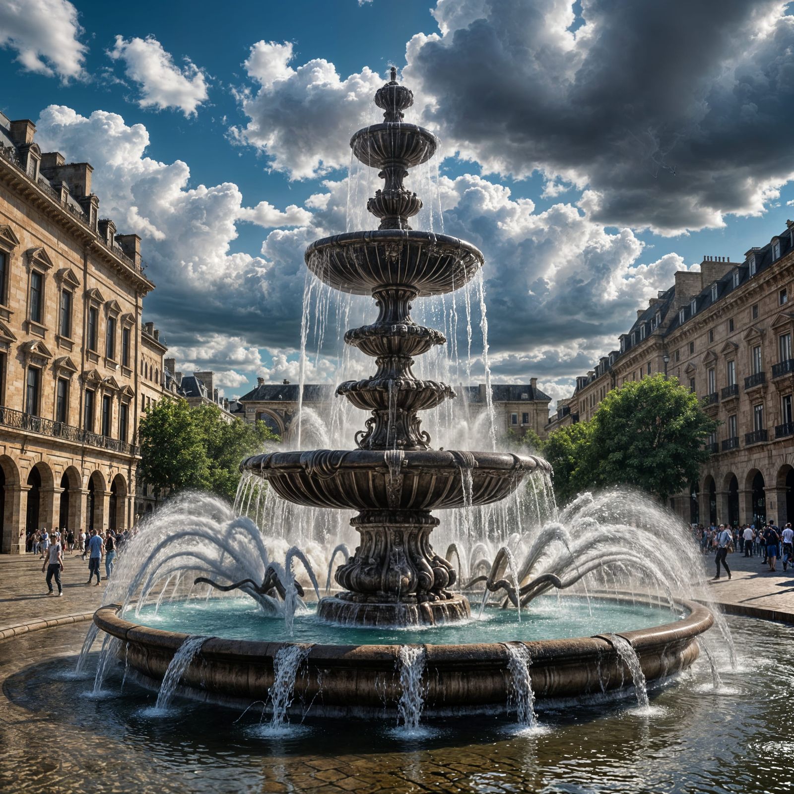 Spectacular Hyperrealistic Fountain with Plumes of Water