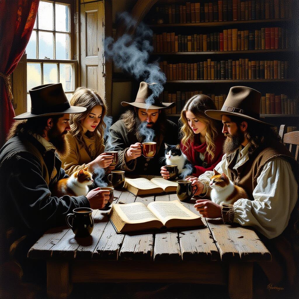 1600s Gathering with Cats, Coffee, and Ghost Stories