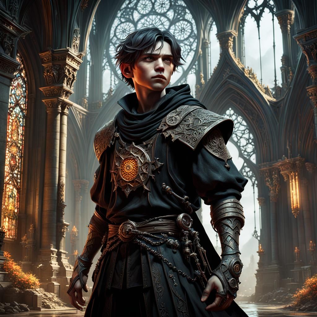 Giant Boy in Gothic Setting, 3D Fantasy Art