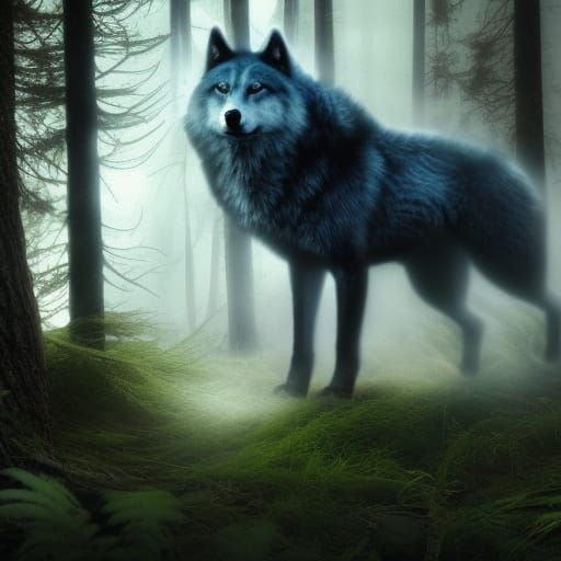 Wolf in Forest Fire: Epic Digital Matte Painting