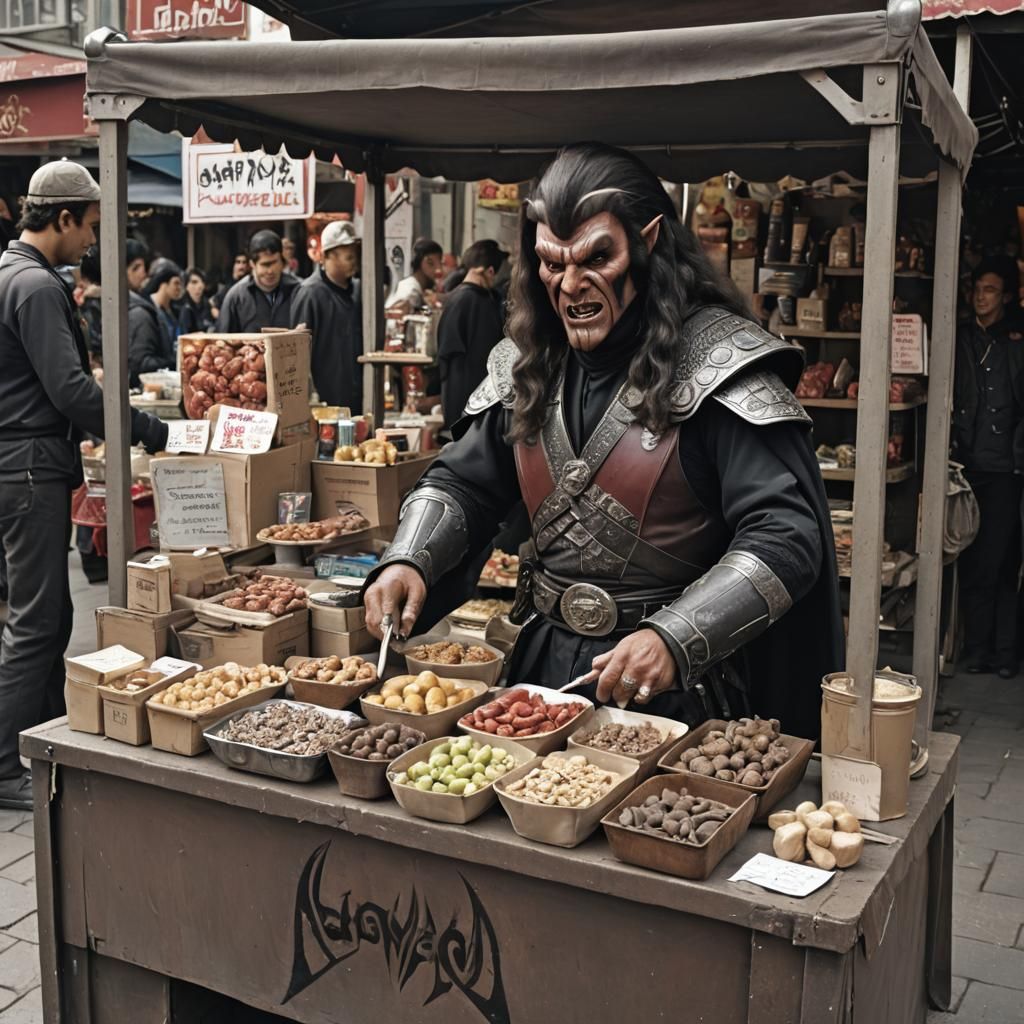 Klingon Street Stall Selling Gagh