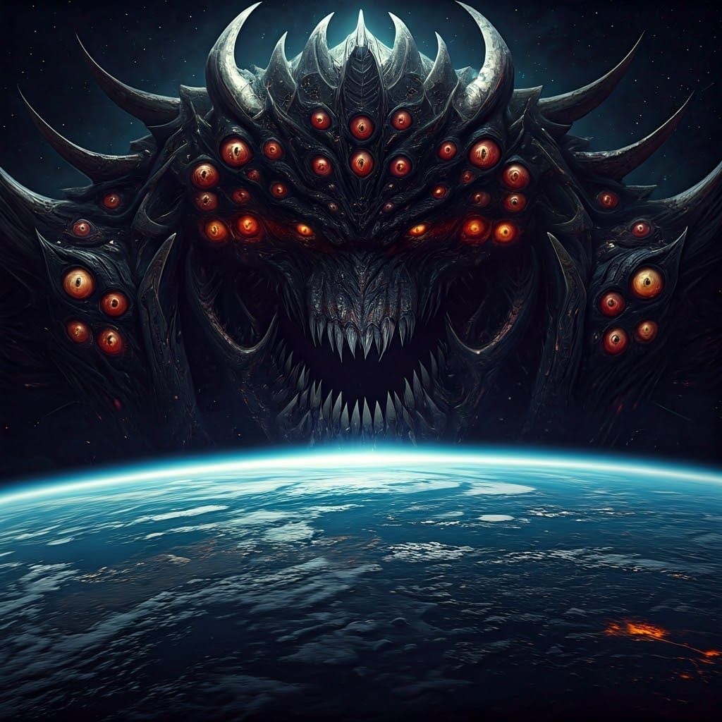 Cosmic Horror: Unicron Devouring Earth