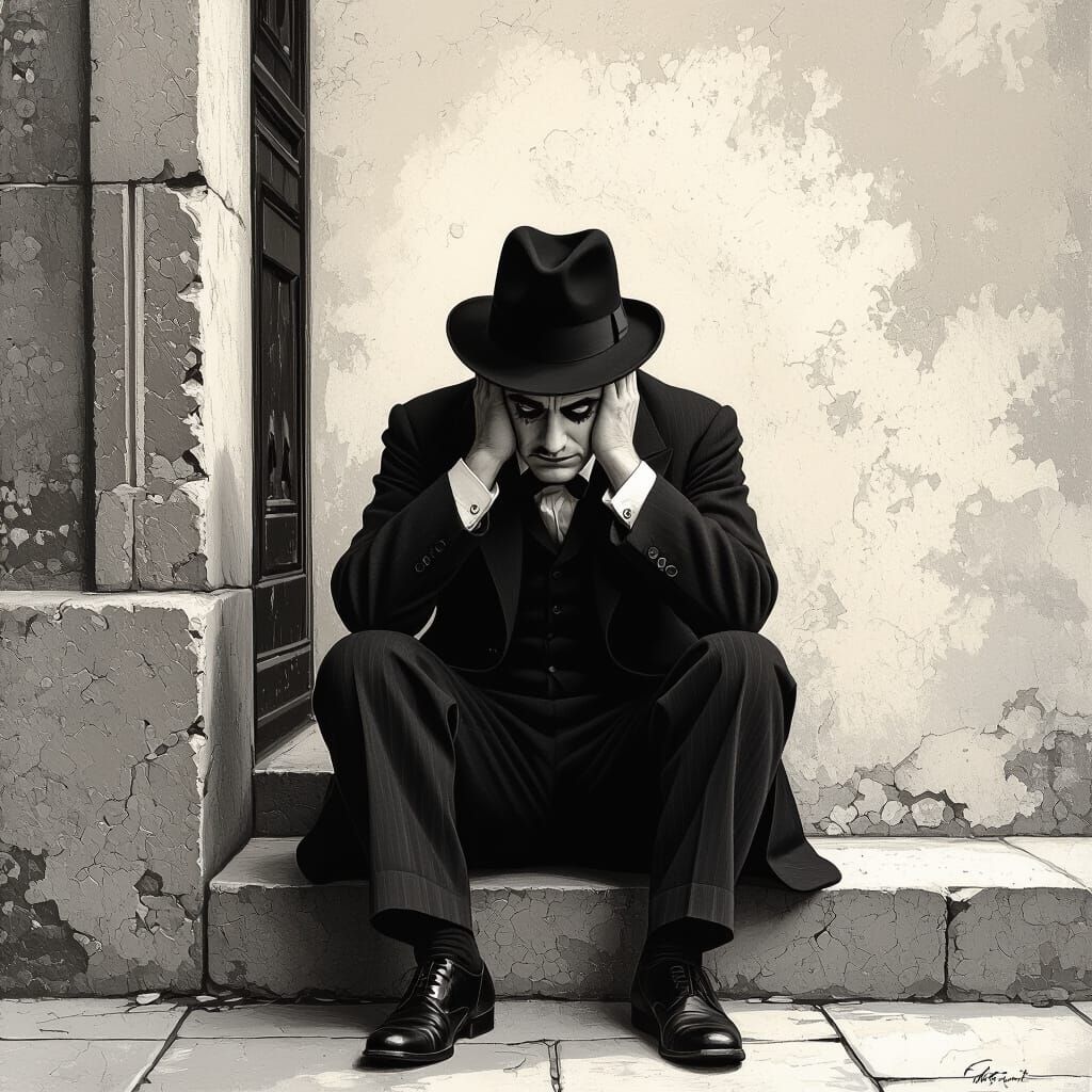 Melancholy Figure in Doorway, Digital Matte Painting