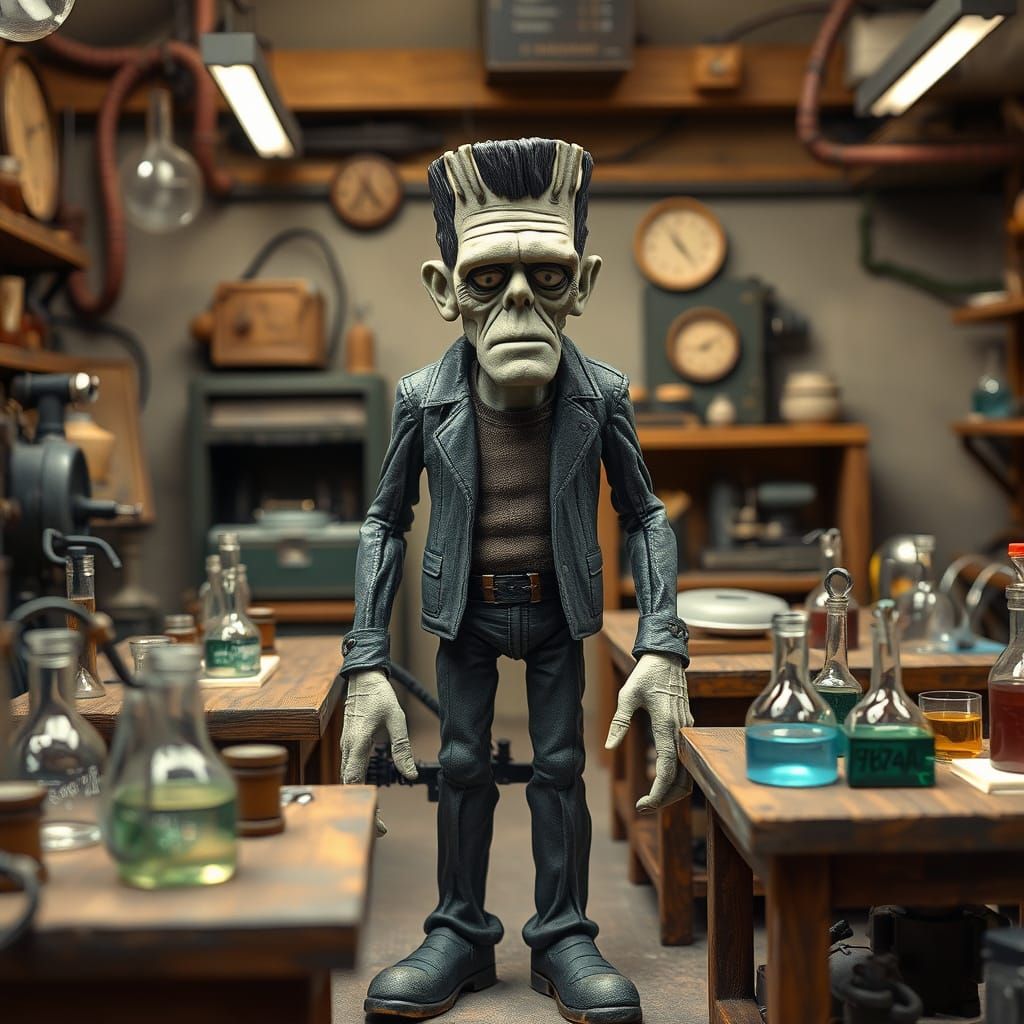 Frankenstein Monster in Aardman Claymation Style Lab