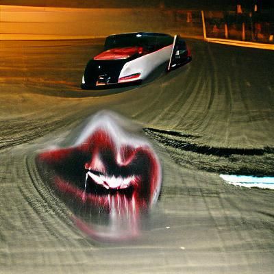Eerie Vampire Face Drifting in the Dark