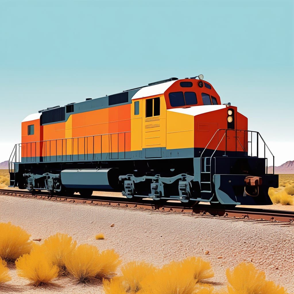 Vintage Diesel Train in the Texas Desert