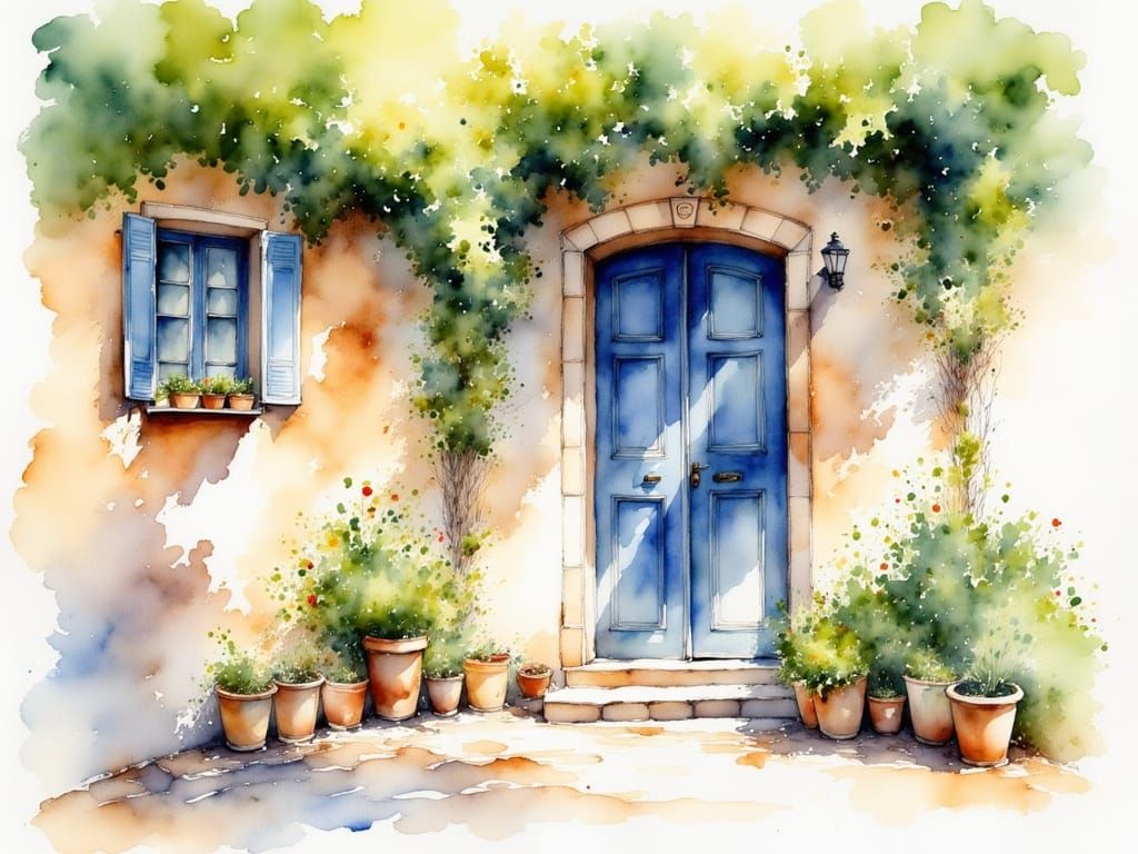 <lora:Like a painting:1.0> Assisi Door ,Watercolor