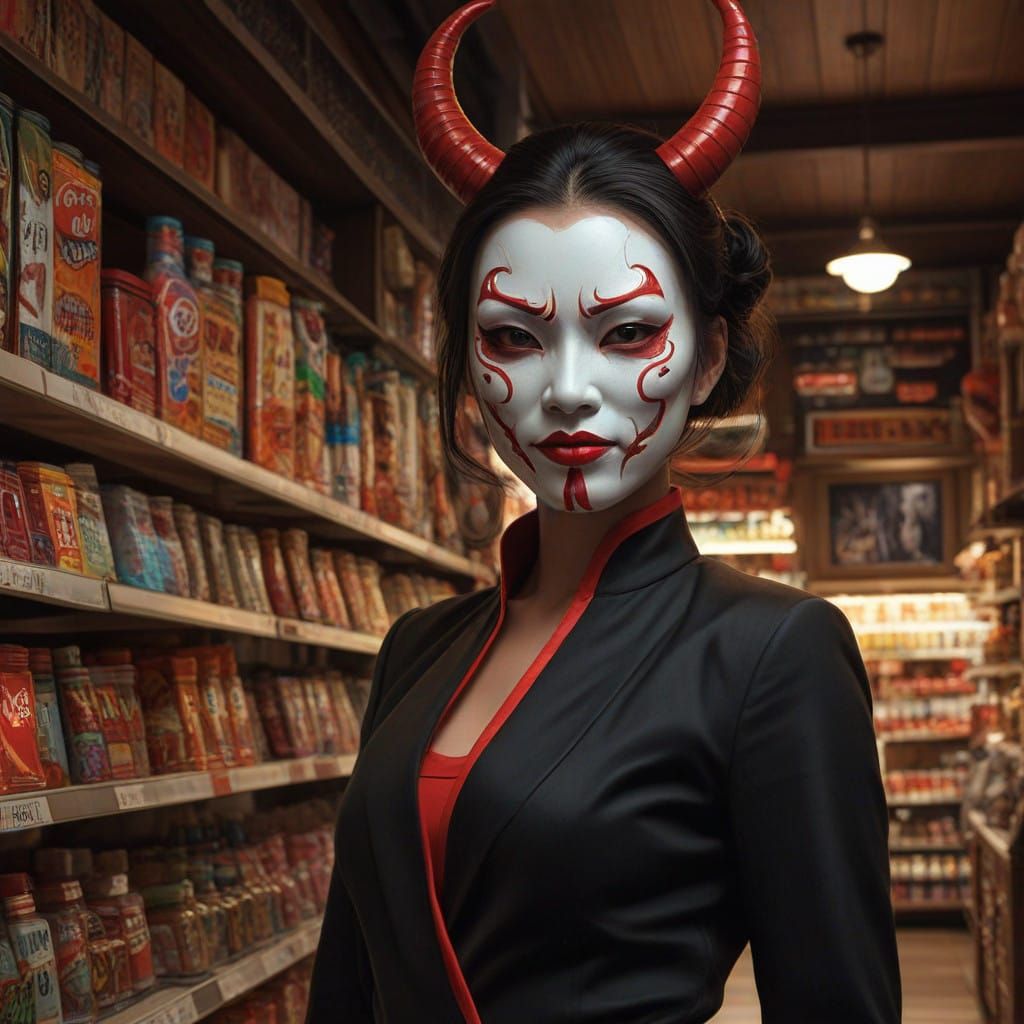 Elegant Asian Demon in a Candy Store