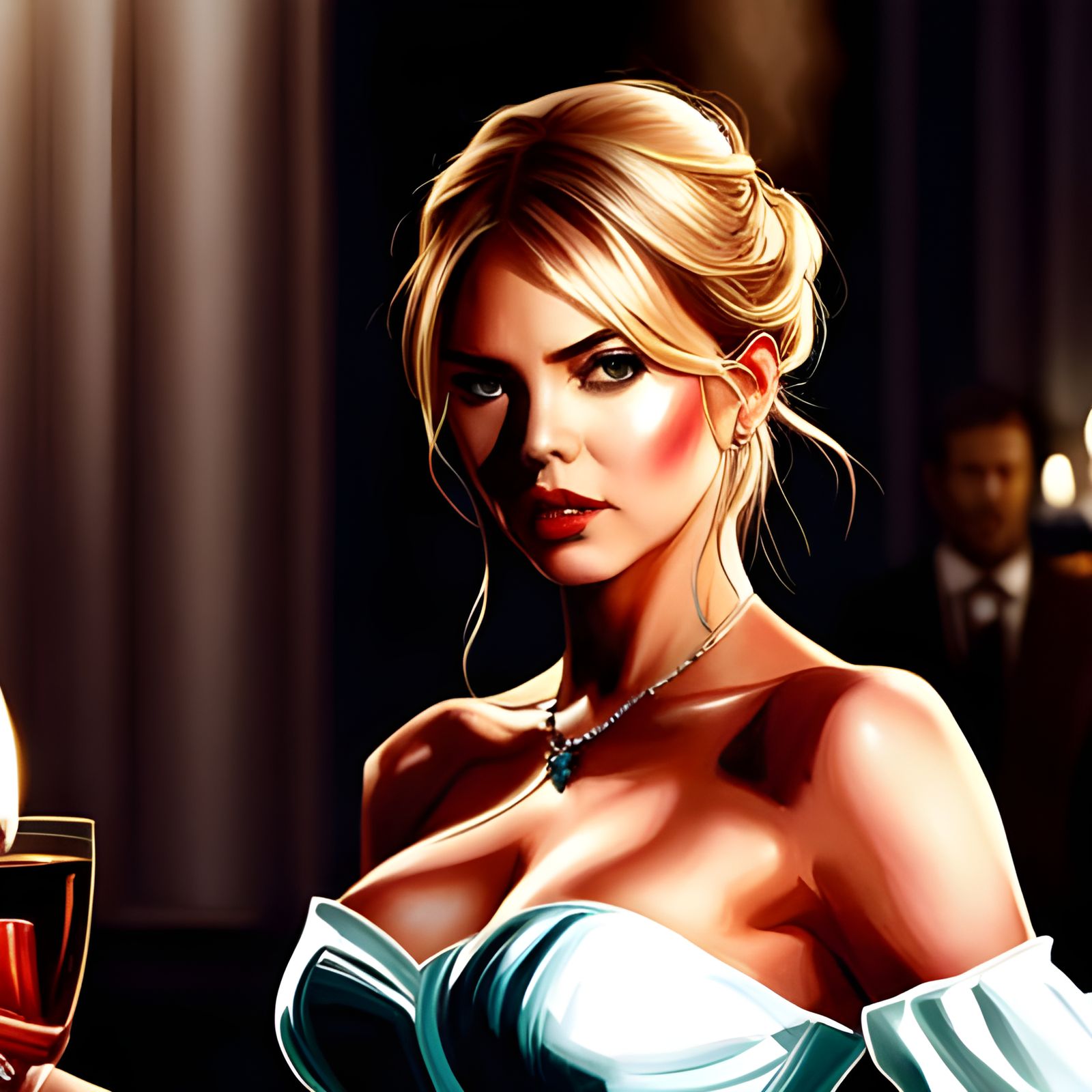 Hyperdetailed Rococo Portrait in Moonlight