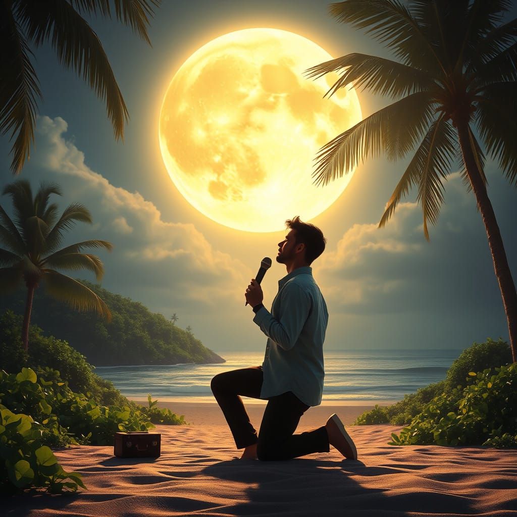 Soulful Moonlit Serenade in Digital Matte Painting Style